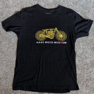 Haas Motor Museum Size Large Black Super Soft Short Sleeve Motorcycle Shirt